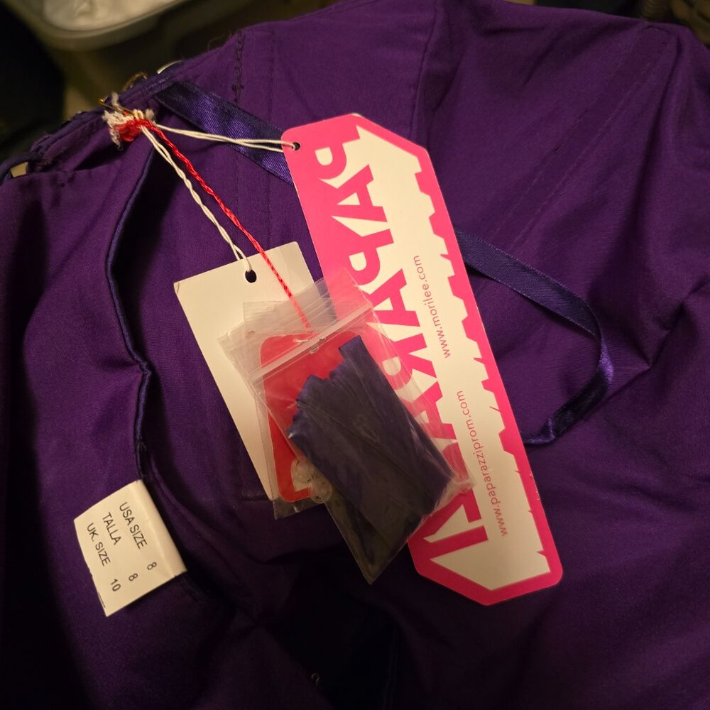 🏷️NWT  -  MORI LEE Dark Purple Strapless Prom Gown sz 8  -  NWT🏷️ - Picture 13 of 13